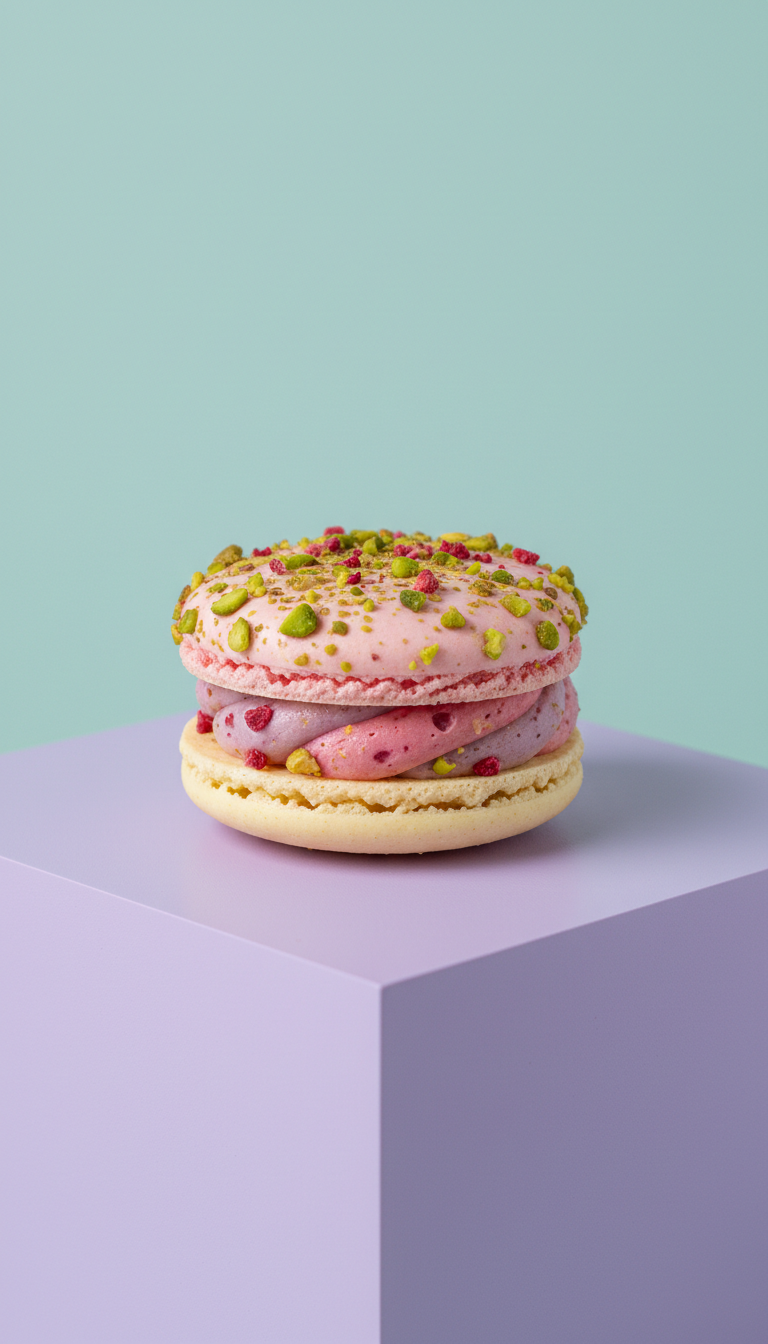 Pistachio Raspberry Macaron Duet